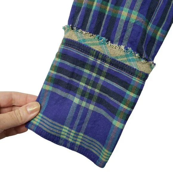 NEW Free People Ruth Long Button Front Shirt Dress Duster Jacket Purple Green - Picture 8 of 15